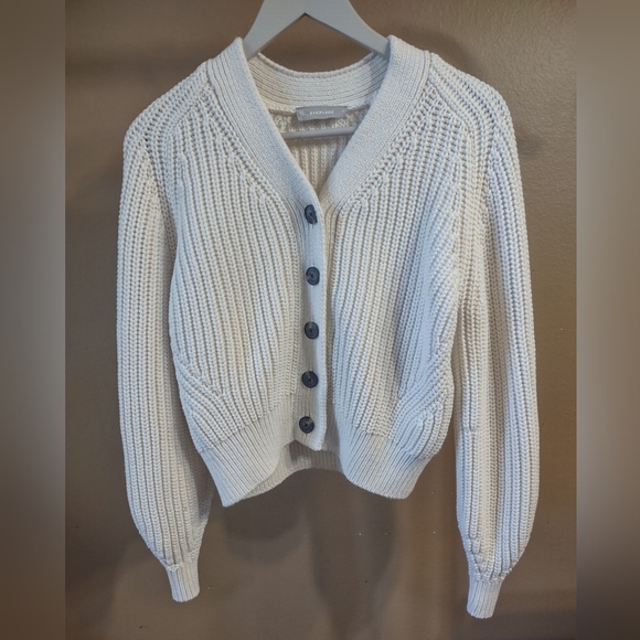 Everlane The Texture Cotton Cream Cardigan - Picture 3 of 8